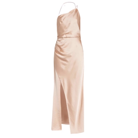NWT Significant Other Gracie One Shoulder Satin Dress in Almond (Taupe) - Sz 10 - Picture 1 of 13